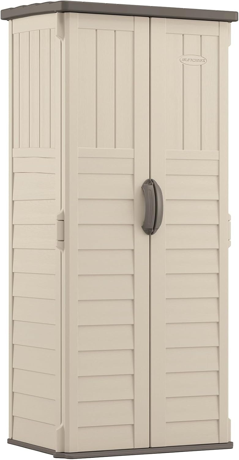 Suncast Vertical Outdoor Storage Shed - Vanilla