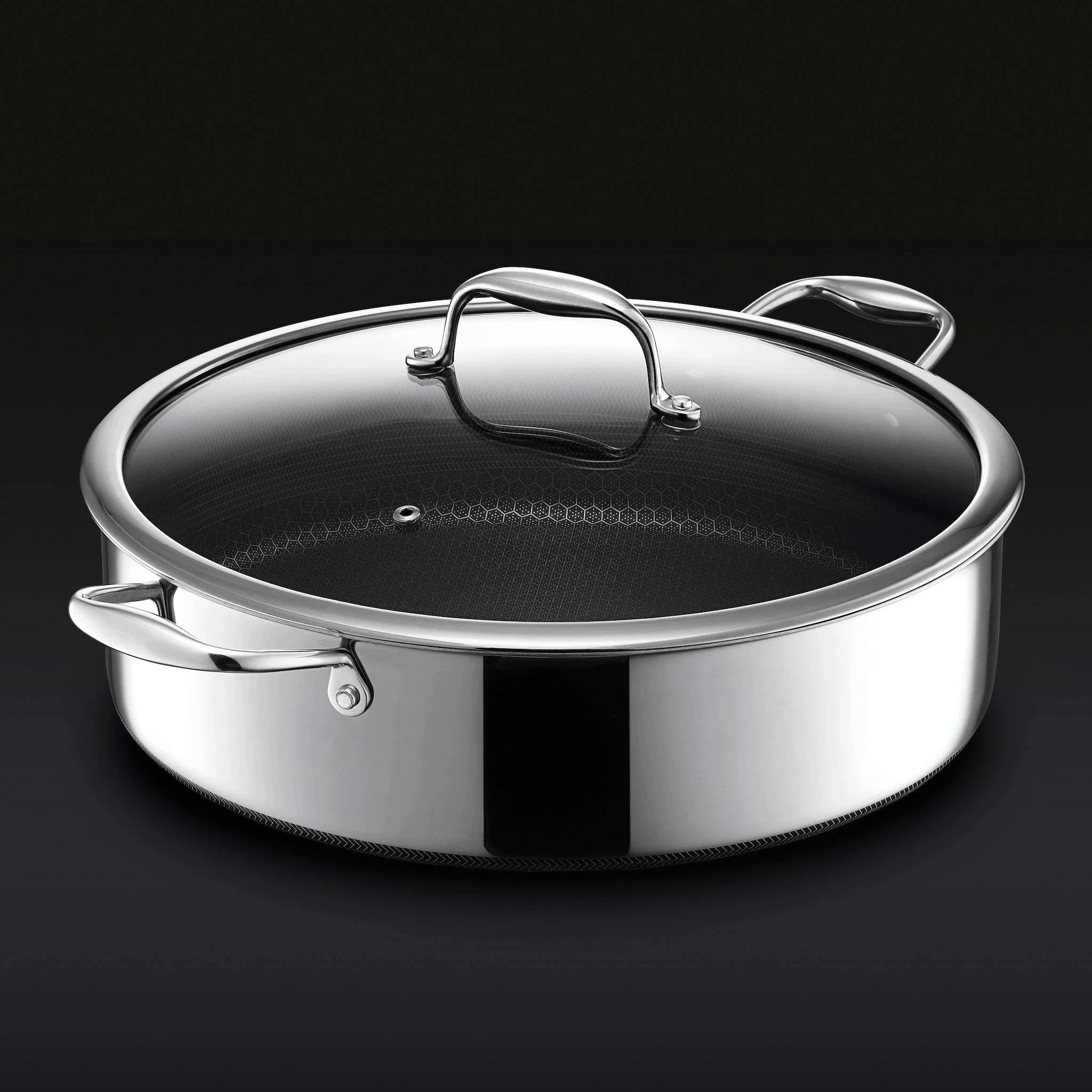 HC Cookware Hybrid Deep Saute Pan/Chicken Fryer With Lid, 7-Qt