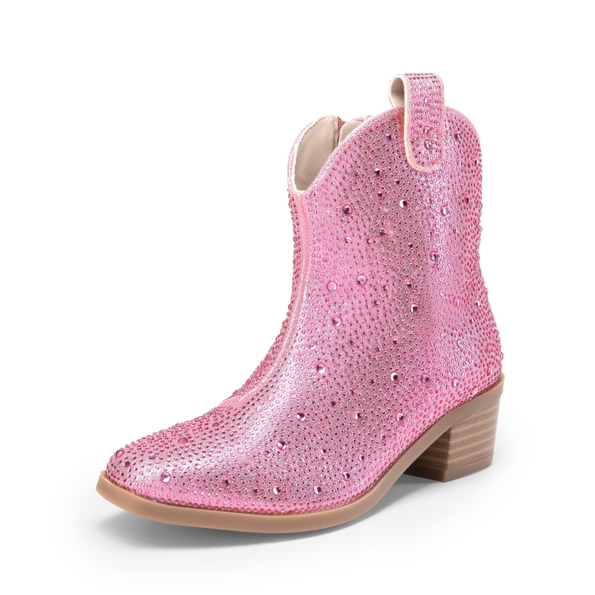 BURUDANI Girls Cowgirl Boots Kids Zip-Up Ankle Child Low Heel Dress Booties