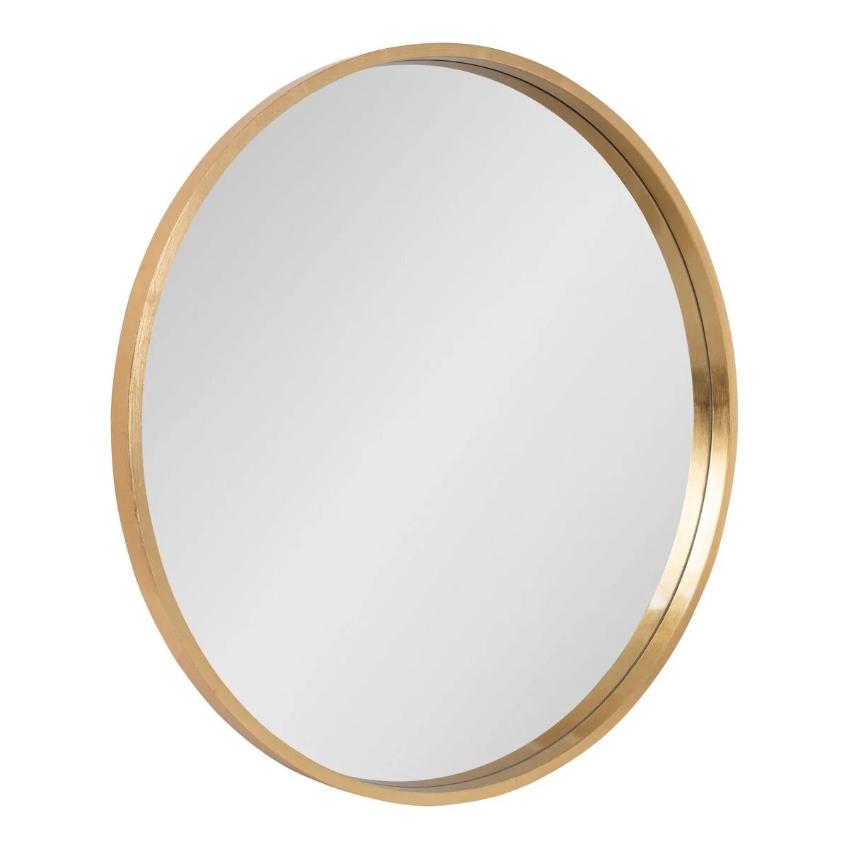 Round Wood Accent Wall Mirror With Modern Decorative Wooden Frame