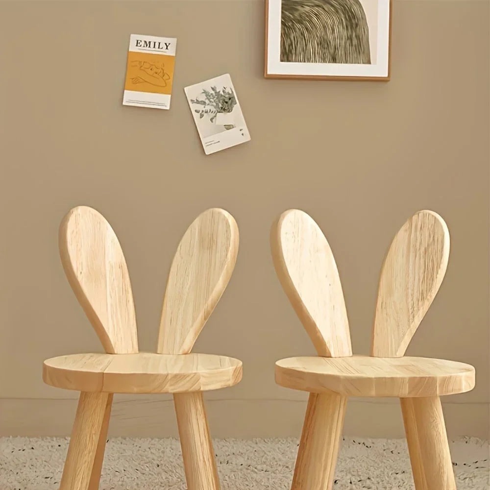 Ecoboom Wooden Rabbit Ears Stools, 2pcs - Rubber Wood