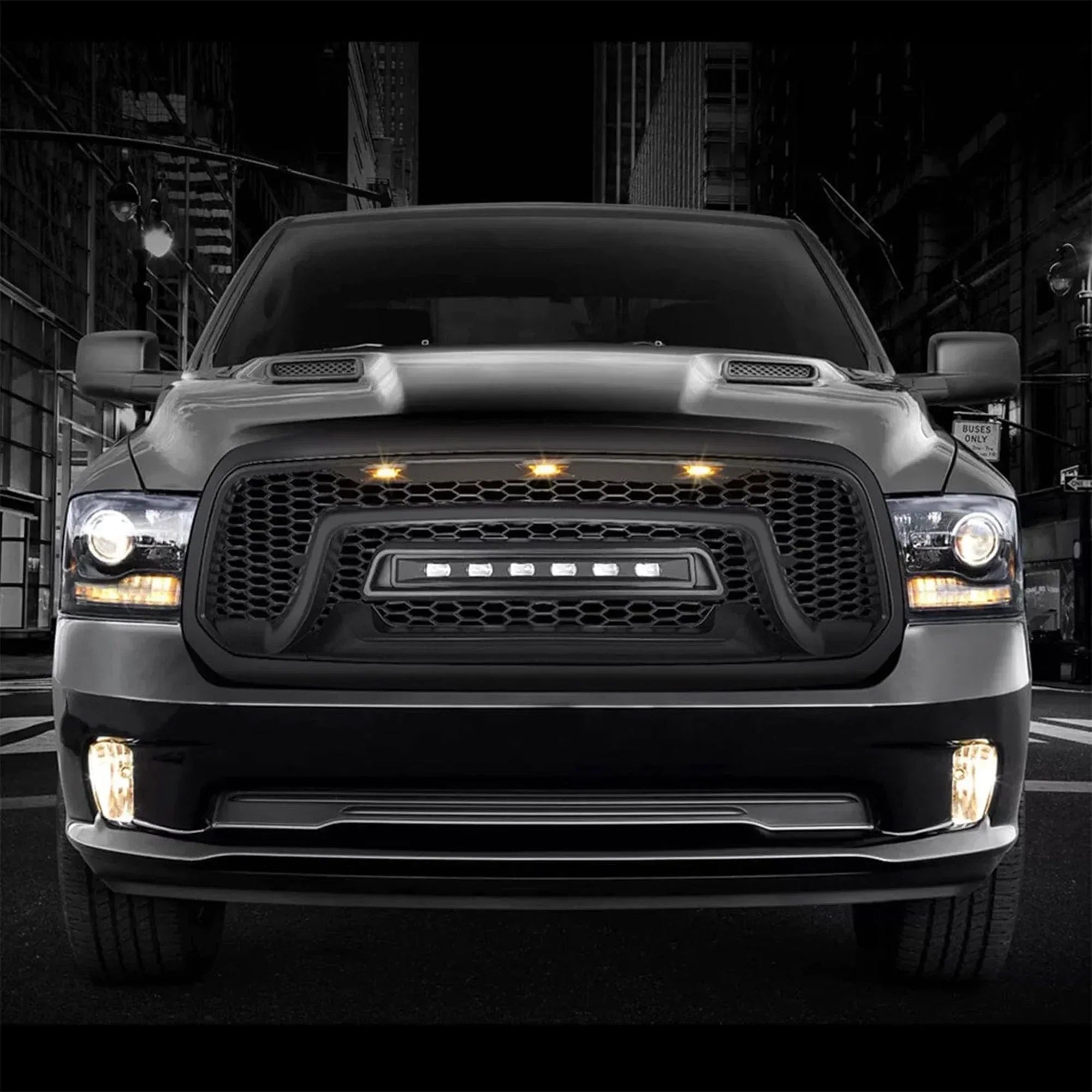 AMERICAN MODIFIED Armor Grille With Off Road Lights For 11-16 Ford F250/F350/F450/F550 Super Duty