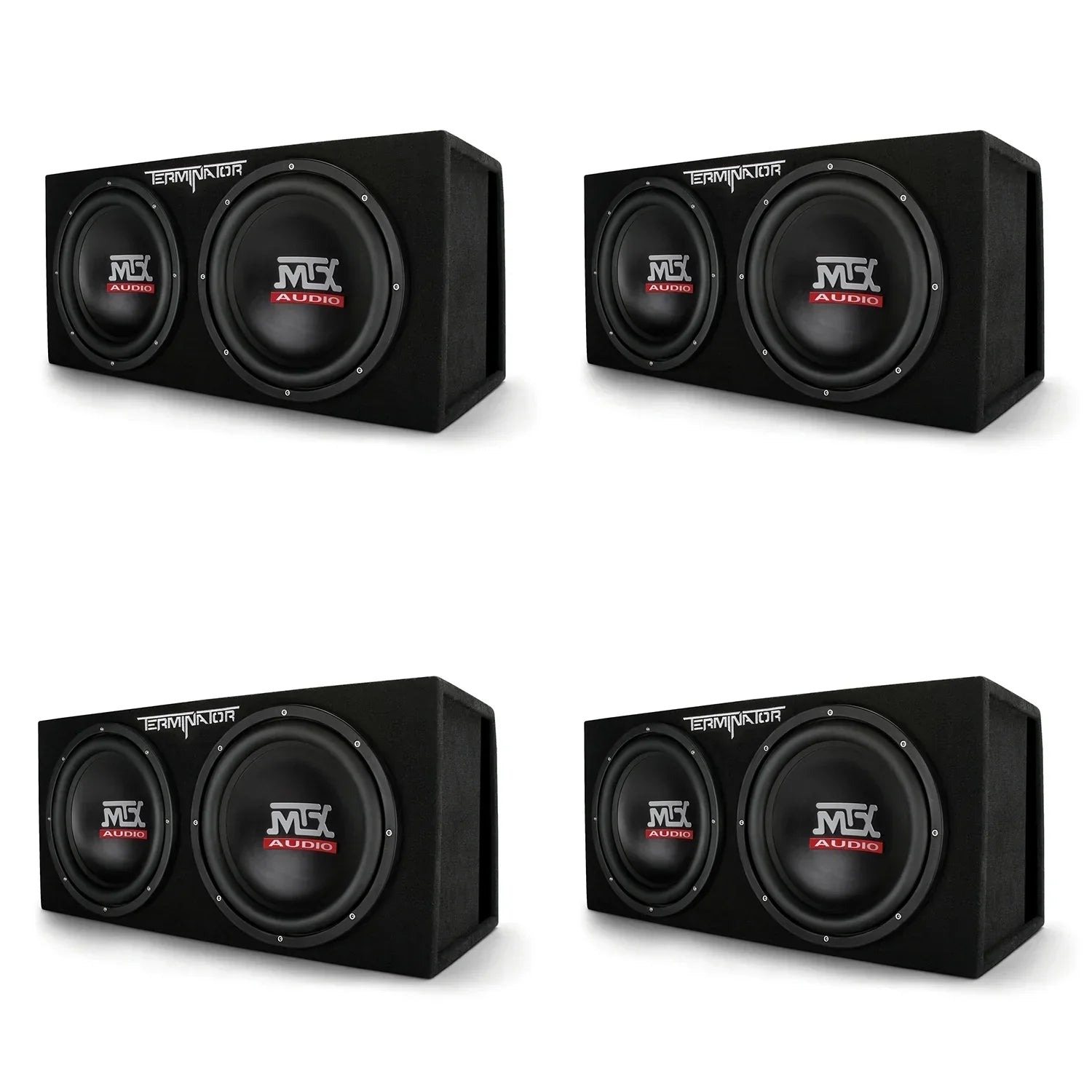 MTX Dual Loaded Subwoofer Enclosures, 12 Inch, 2000 Watt Max, 4 Pack - TNE212DV