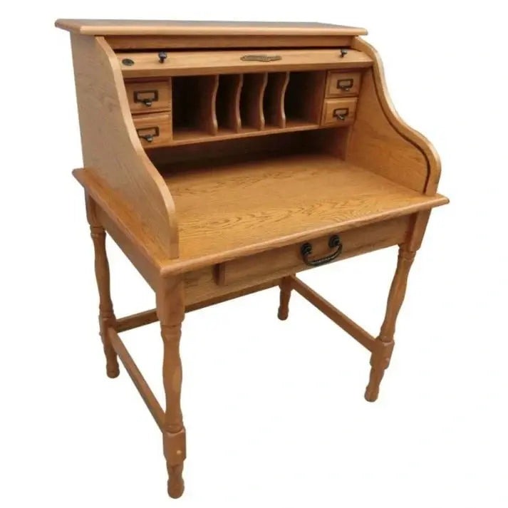 Roll-Top Desk With Built-In USB Power Outlet, 32-inch - Mini Workstation