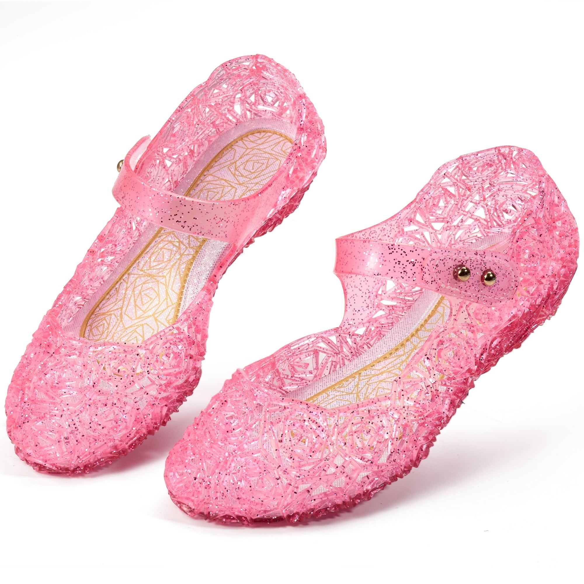 Ecetana Girls Jelly Sandals Princess Costumes Flats Shoes Cosplay Birthday Party Dress Up Shoes for Kids Toddler