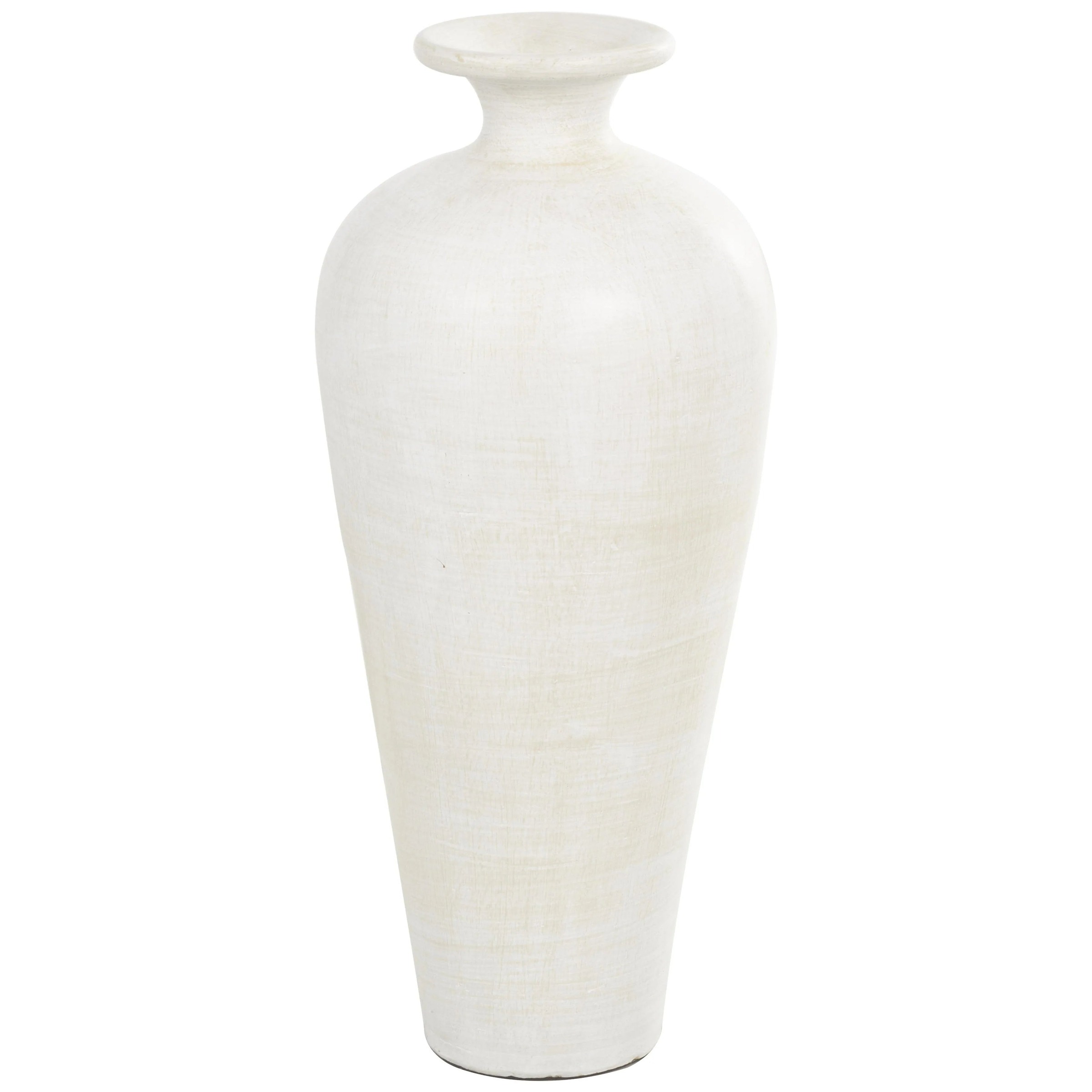 Ceramic Amphora Floor Vase, White, 13in L x 13in W x 30.5in H