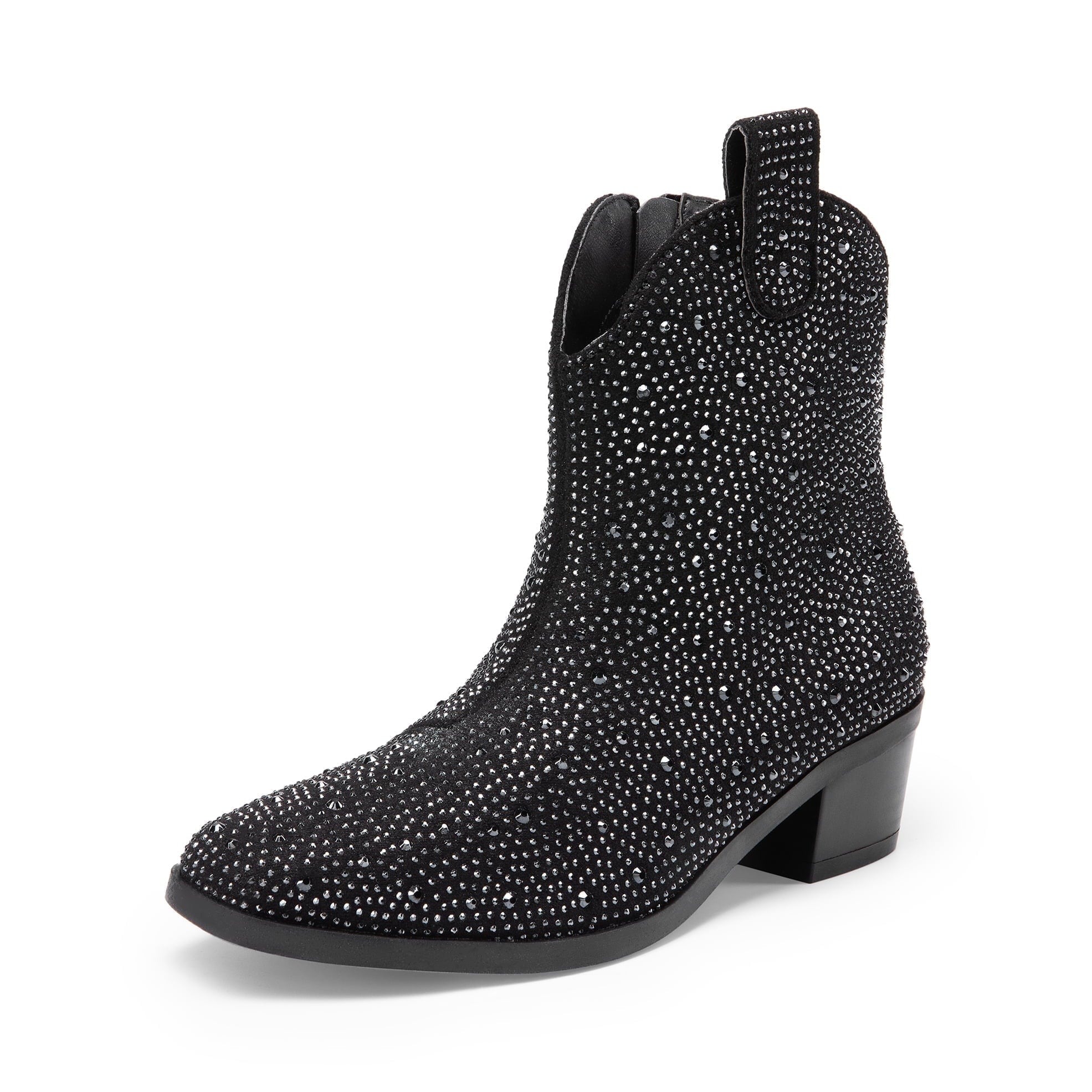BURUDANI Girls Cowgirl Boots Kids Zip-Up Ankle Child Low Heel Dress Booties