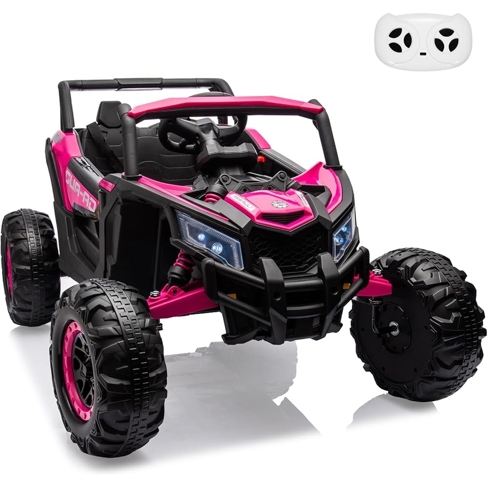 FUNTOK 24V Ride-On Off-Road UTV Electric Toy Car - Rose Gold