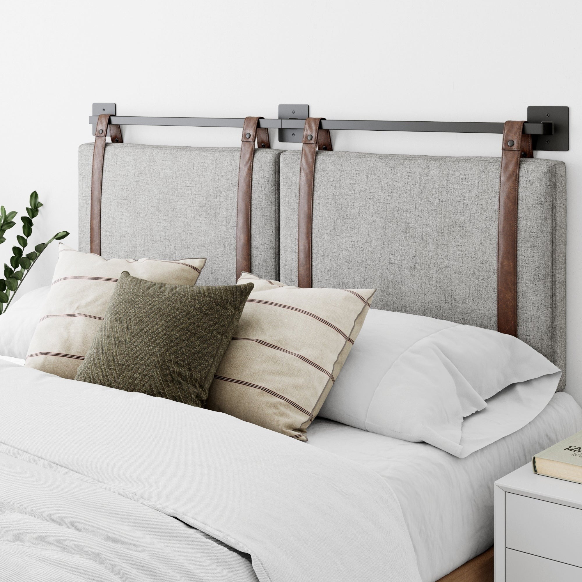 Wall-Mount Upholstered Headboard With Metal Rail - Twin, Queen & King