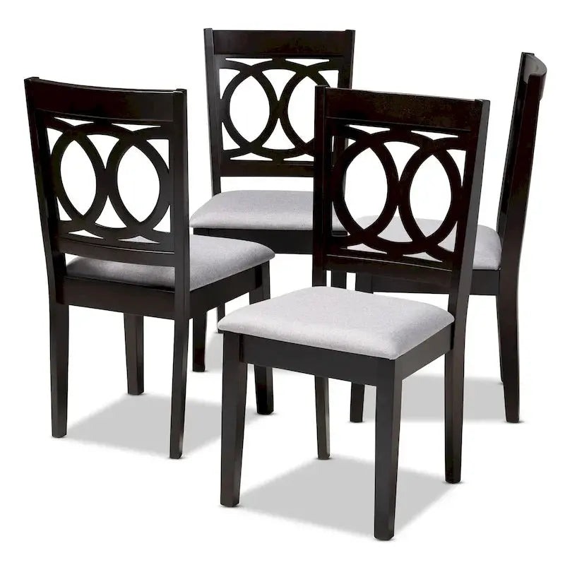 Contemporary 4-Piece Dining Chair Set With Fabric Upholstery - Espresso Brown