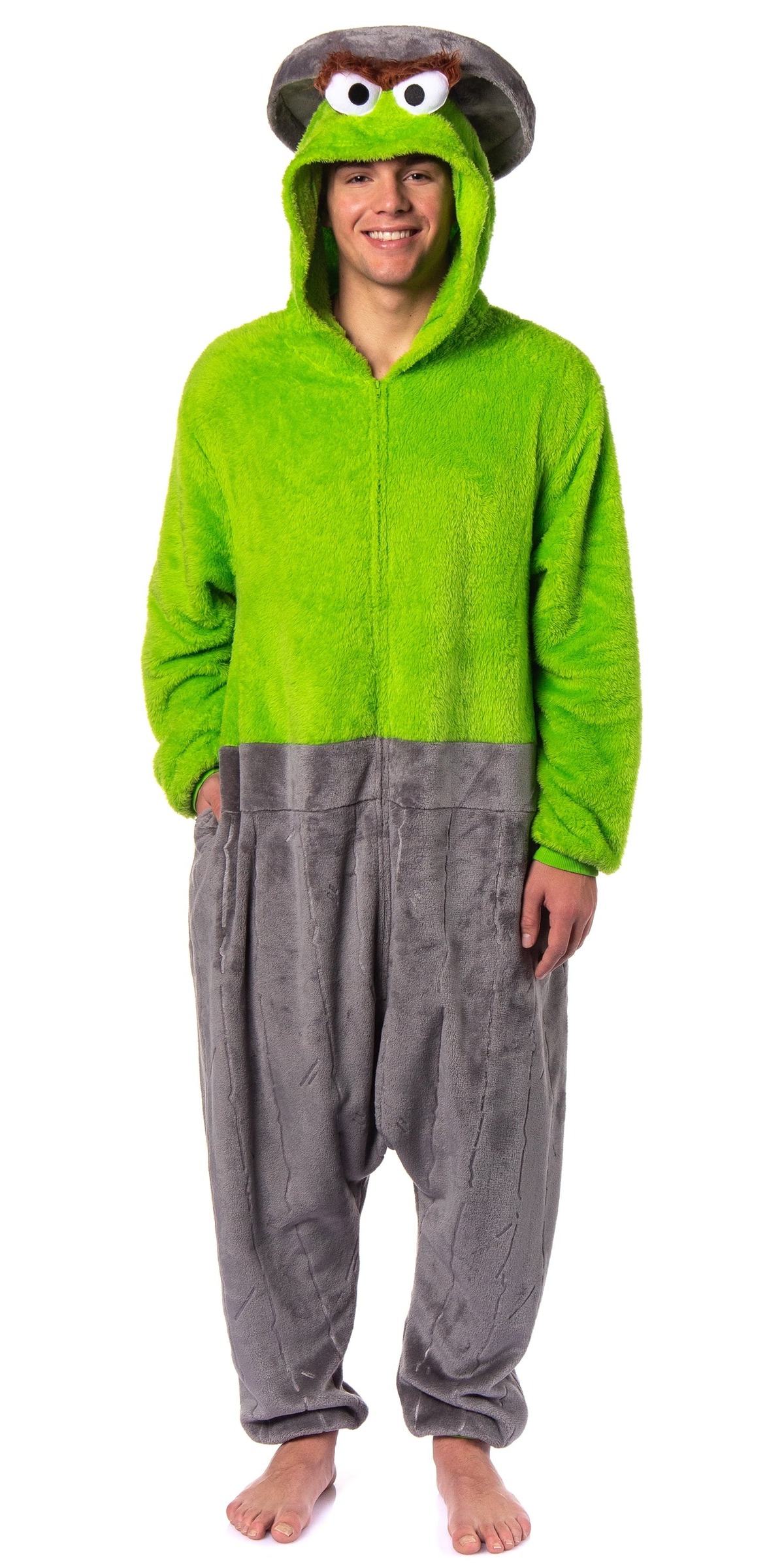 Sesame Street Union Suit Adult Kigurumi Costume Pajama Fleece Hooded One Piece