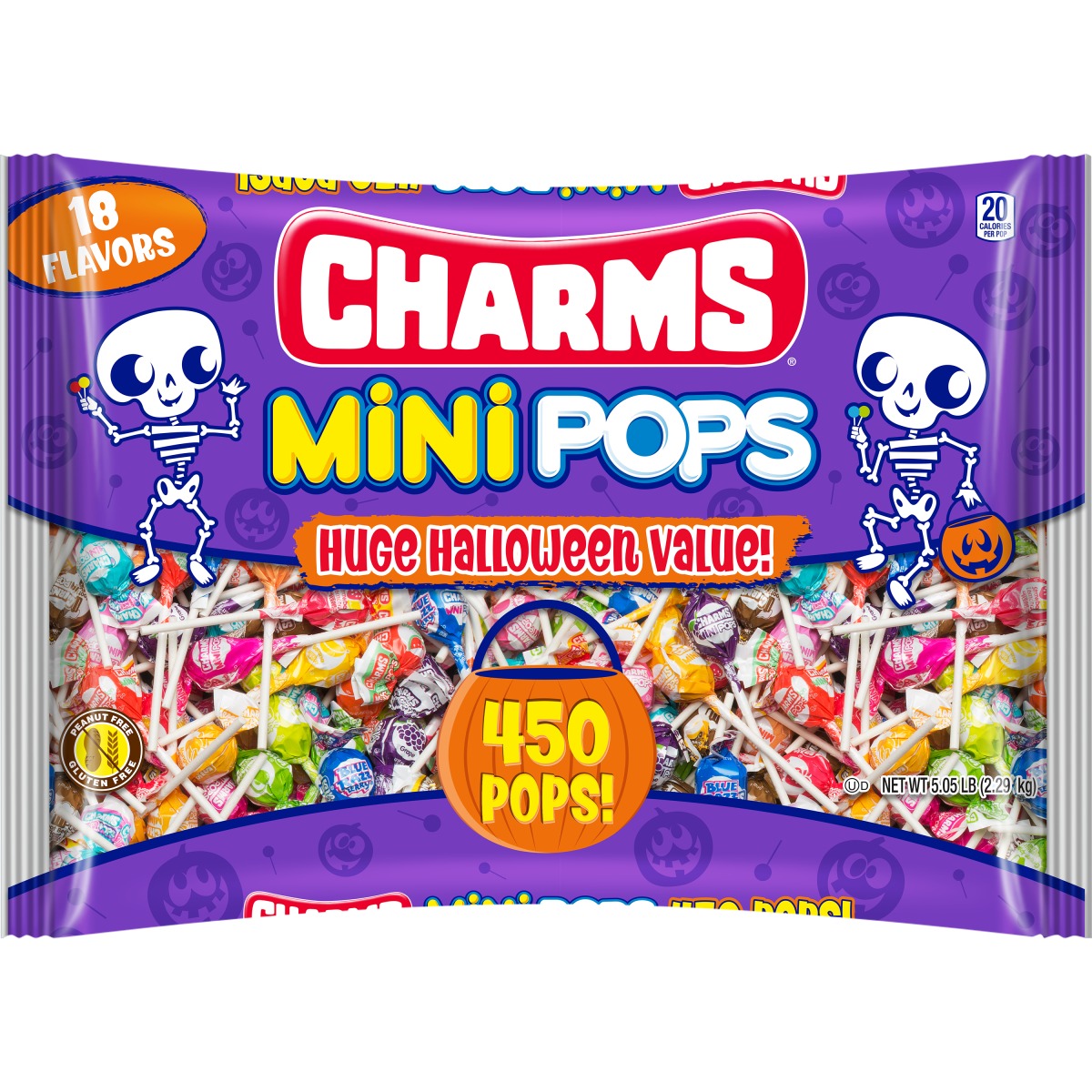 Charms Halloween Mini Lollipops Bag 5.05 lb, 450 Count. Individually Wrapped Halloween Lollipops. Gluten Free & Peanut-Free