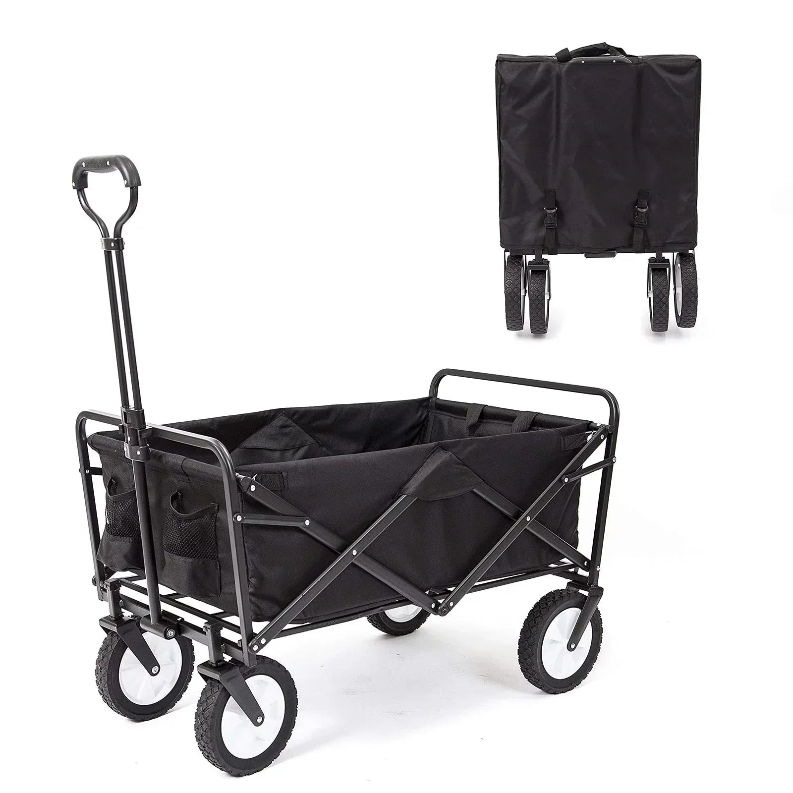 Folding Utility Garden Wagon Cart, 220 lb Capacity, 36 x 20.2 x 22.5 in, Black