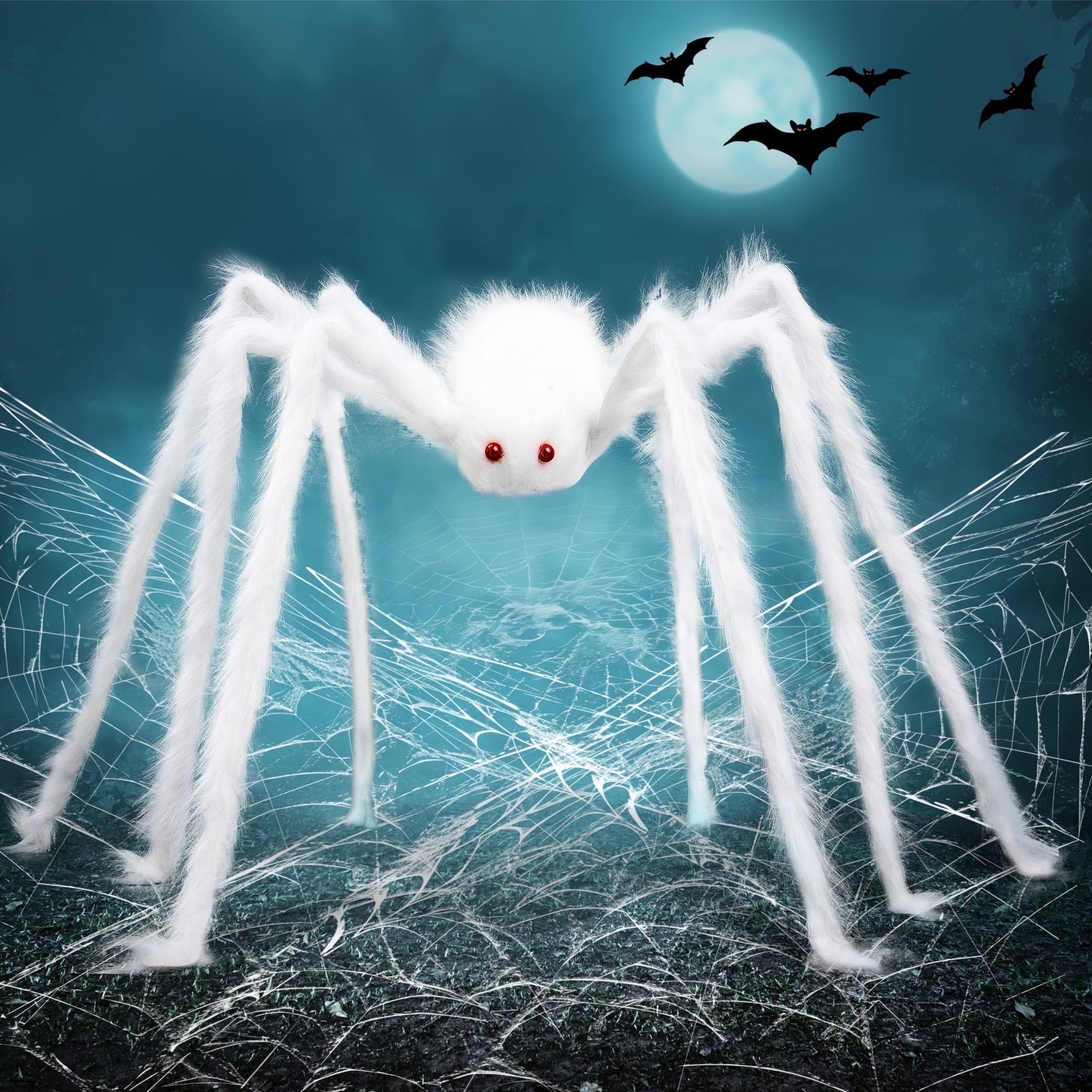 Joyfy 5 ft Scary Giant Spider Halloween Decorations Outdoor, Poseable Spider Lifelike Hairy Prop for Yard, Haunted House, Tree or Porch Party Decorations