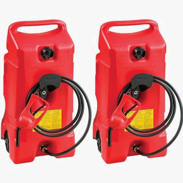 Scepter Flo N' Go DuraMax 14 Gallon Portable Fuel Tank With Pump, 2 Pack, Red