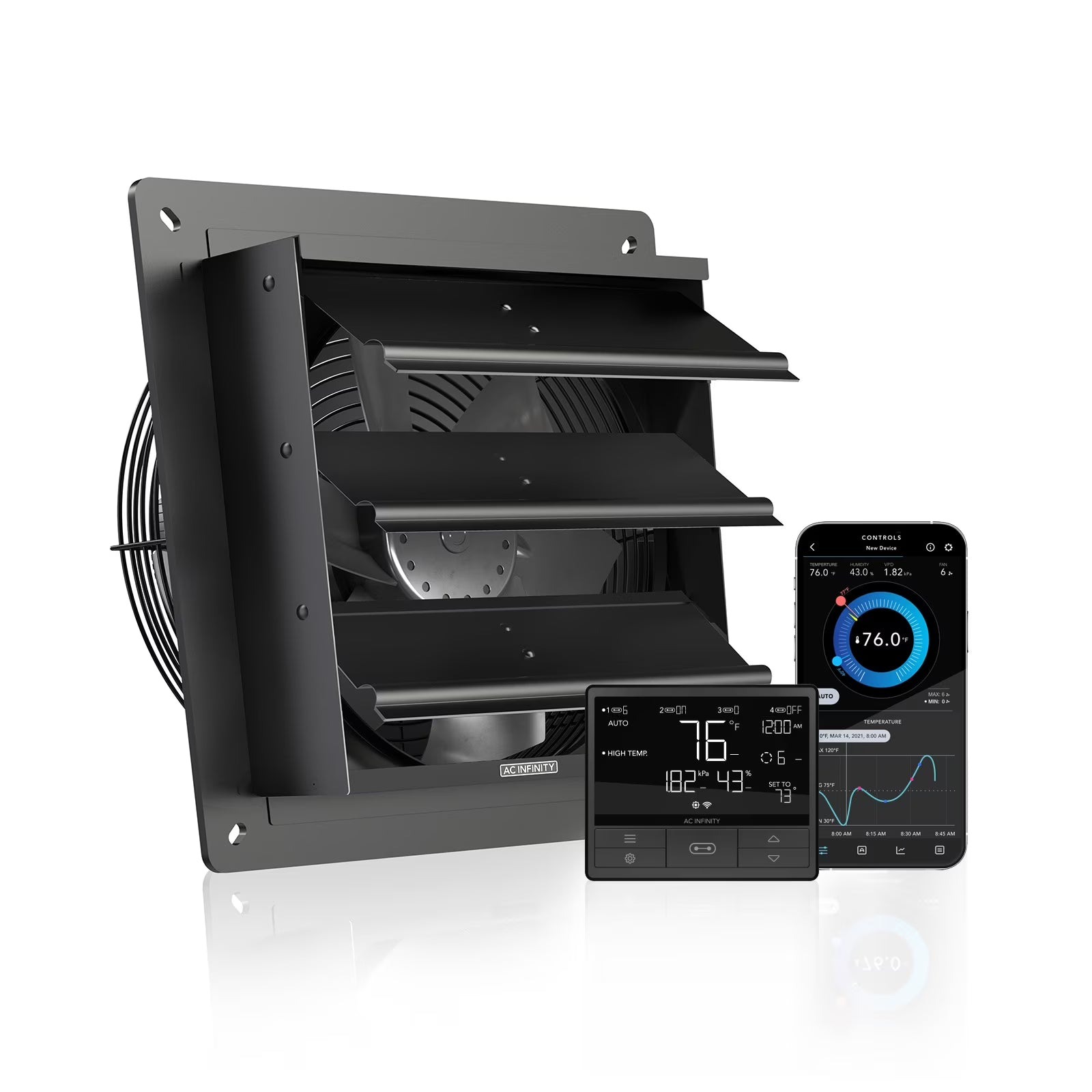 AC Infinity AIRLIFT T10 10-inch Shutter Exhaust Fan With WiFi App-Compatible Temperature Humidity Controller