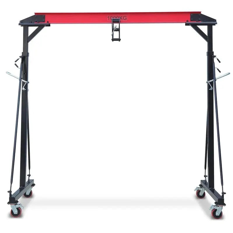 GARVEE Adjustable 1-Ton Portable Gantry Crane, 2200-Lb Capacity, 96.5-143.7 In Height