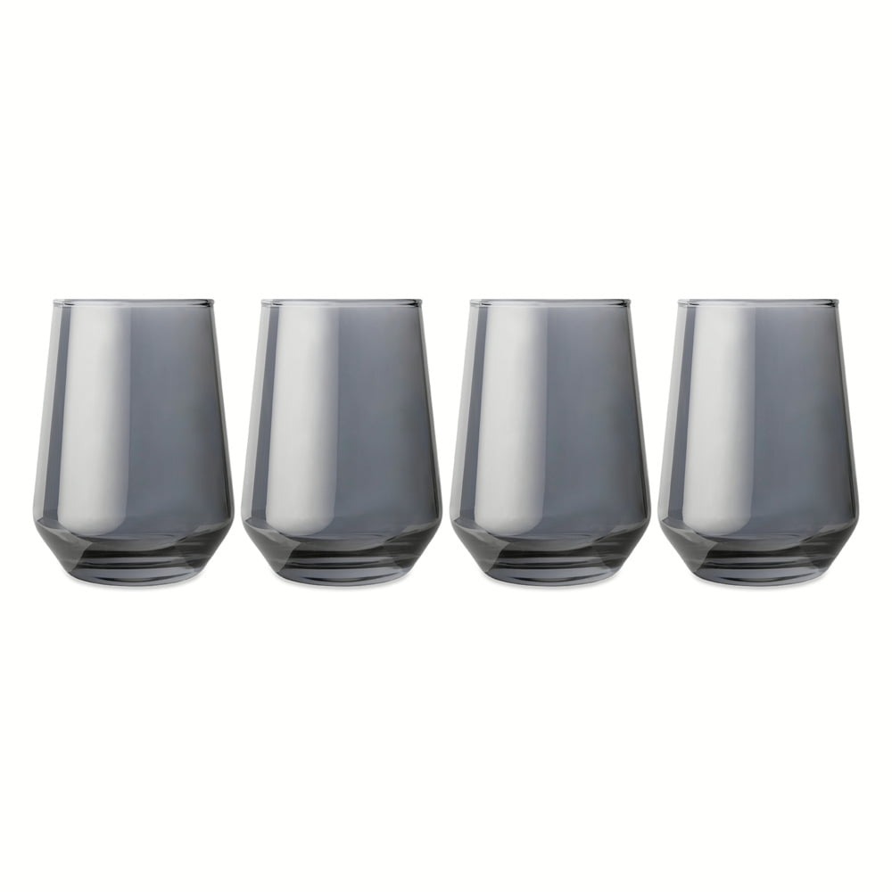 Thyme & Table 13.5 fl oz Smoke Angled Stemless Wine Glasses, Set of 4