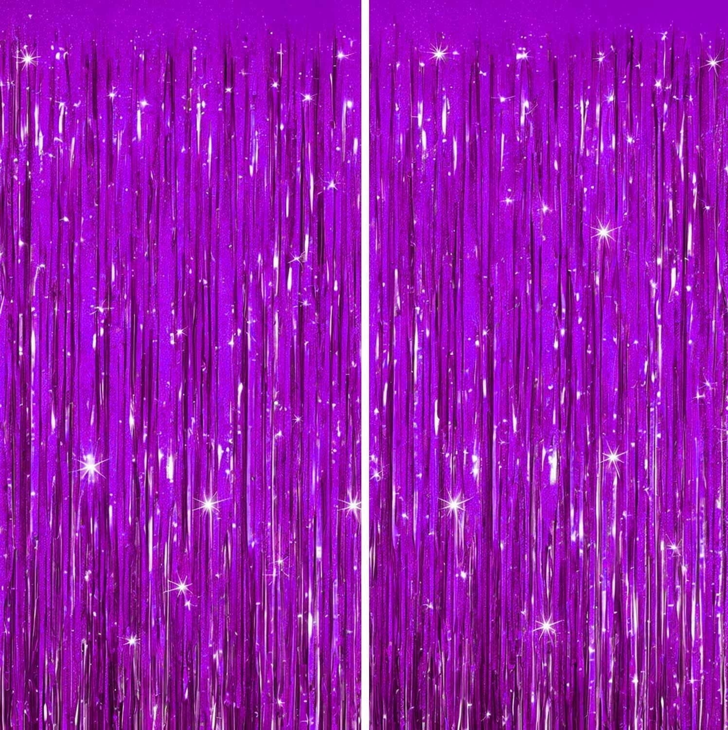 Sm:)e 2-Pack Light Bright Silver Foil Fringe Curtains for Events - Birthday, Wedding, Graduation, Christmas, Baby Shower, various festivals Decor Photo Booth Fun!