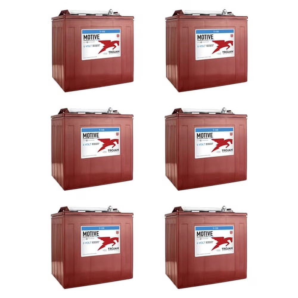 Trojan Battery 6-Volt 225Ah Deep Cycle Golf Cart Batteries, 6-Pack, 36V - T-105