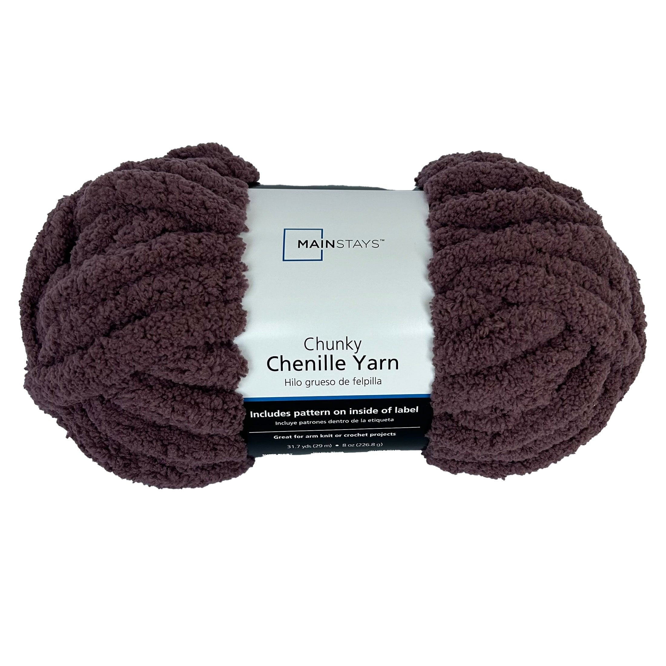 Mainstays Chunky Chenille Yarn, 31.7 yd, 100% Polyester, Super Bulky