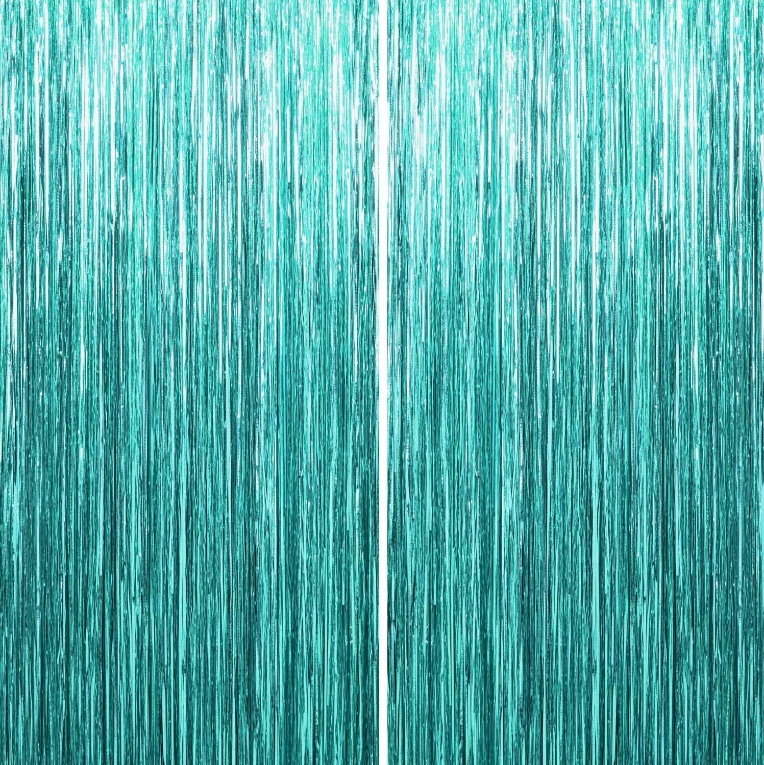 Sm:)e 2-Pack Light Bright Silver Foil Fringe Curtains for Events - Birthday, Wedding, Graduation, Christmas, Baby Shower, various festivals Decor Photo Booth Fun!