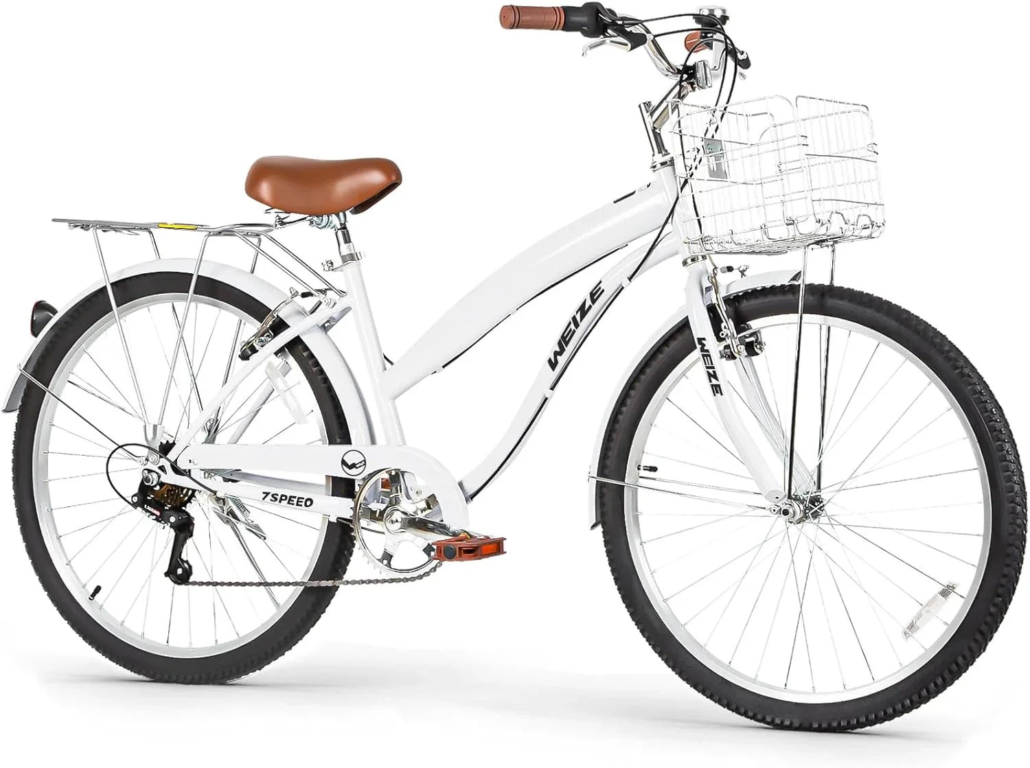 WEIZE 26 Inch 7-Speed High-Carbon Steel Beach Cruiser Bike