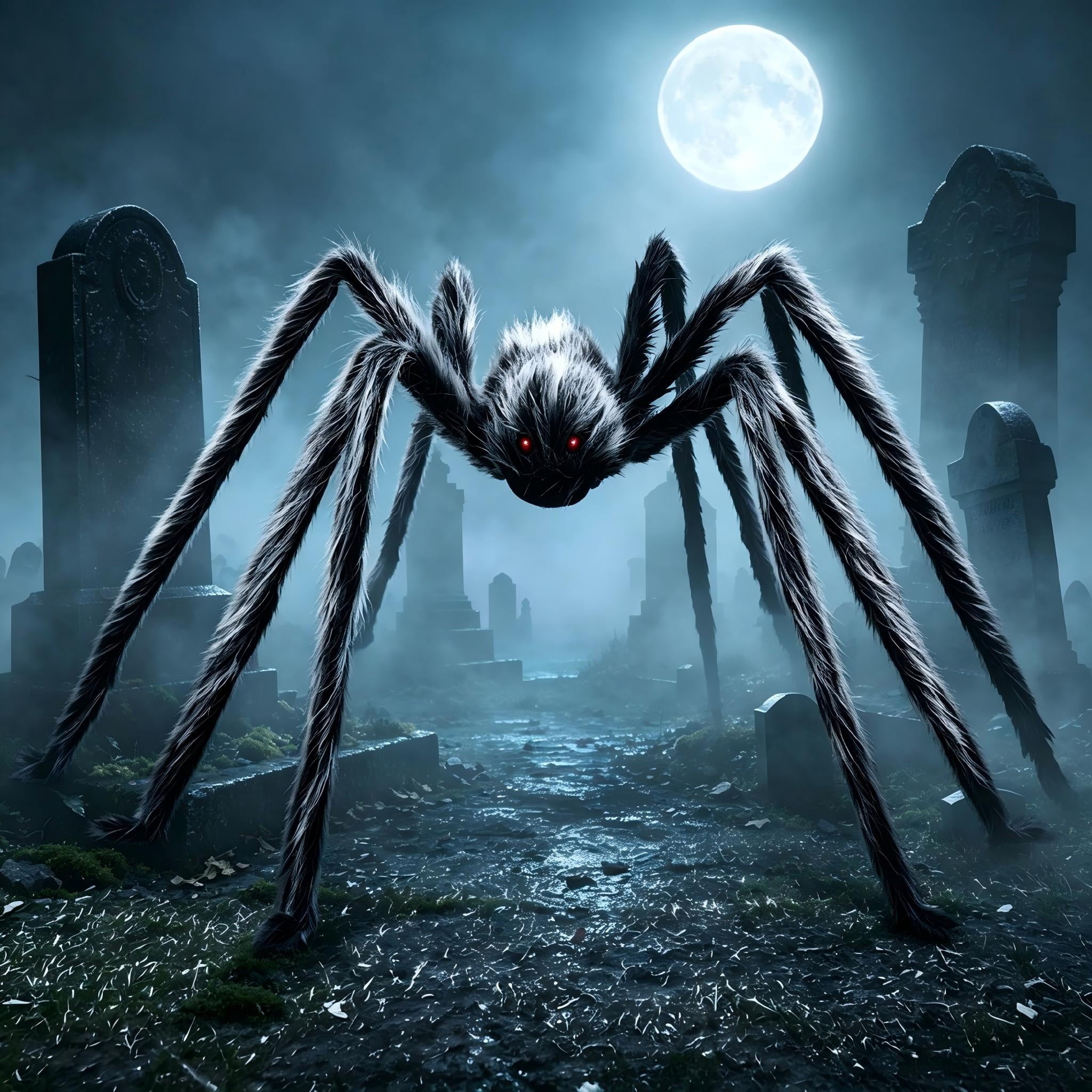 Joyfy 5 ft Scary Giant Spider Halloween Decorations Outdoor, Poseable Spider Lifelike Hairy Prop for Yard, Haunted House, Tree or Porch Party Decorations