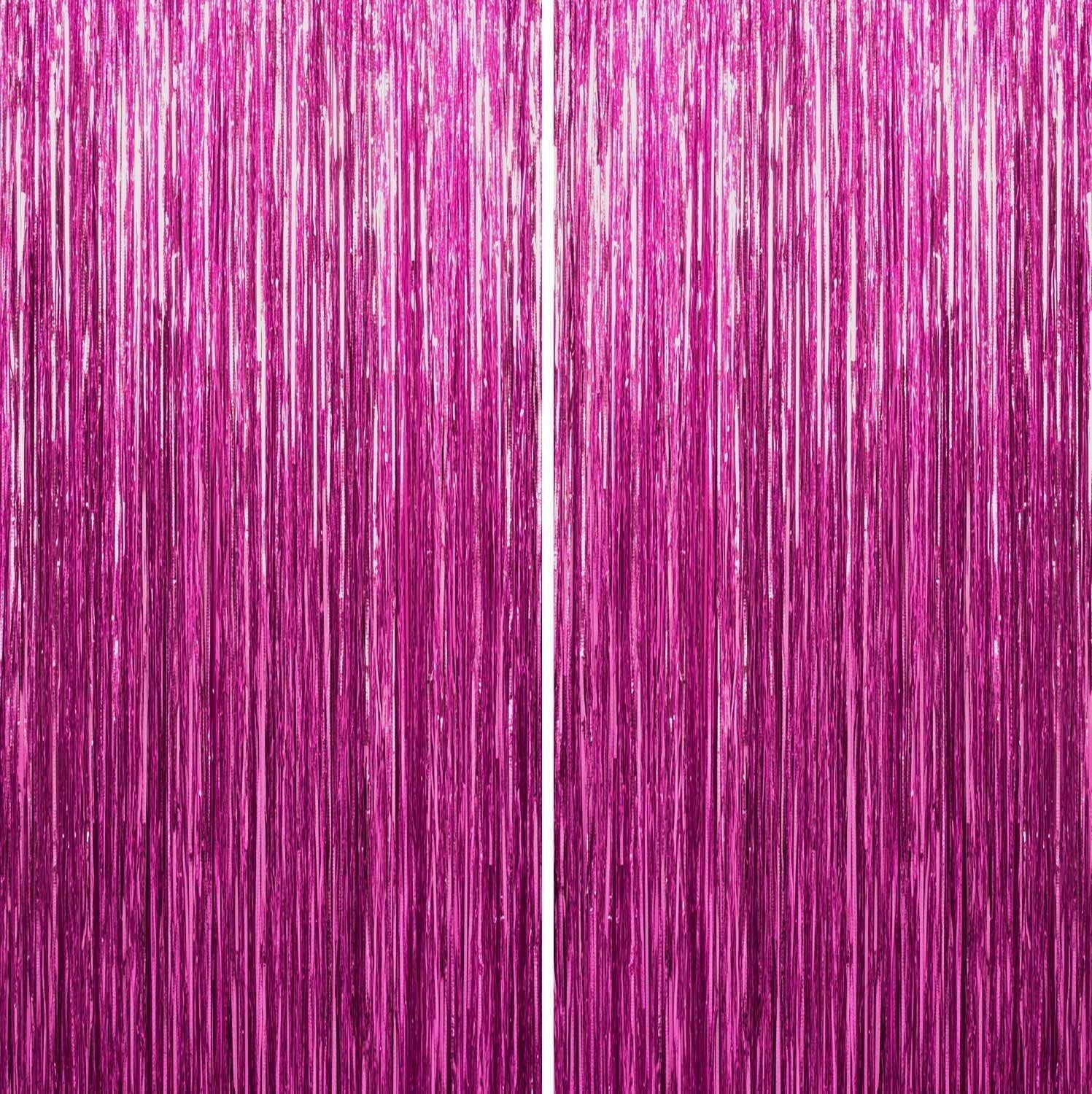 Sm:)e 2-Pack Light Bright Silver Foil Fringe Curtains for Events - Birthday, Wedding, Graduation, Christmas, Baby Shower, various festivals Decor Photo Booth Fun!