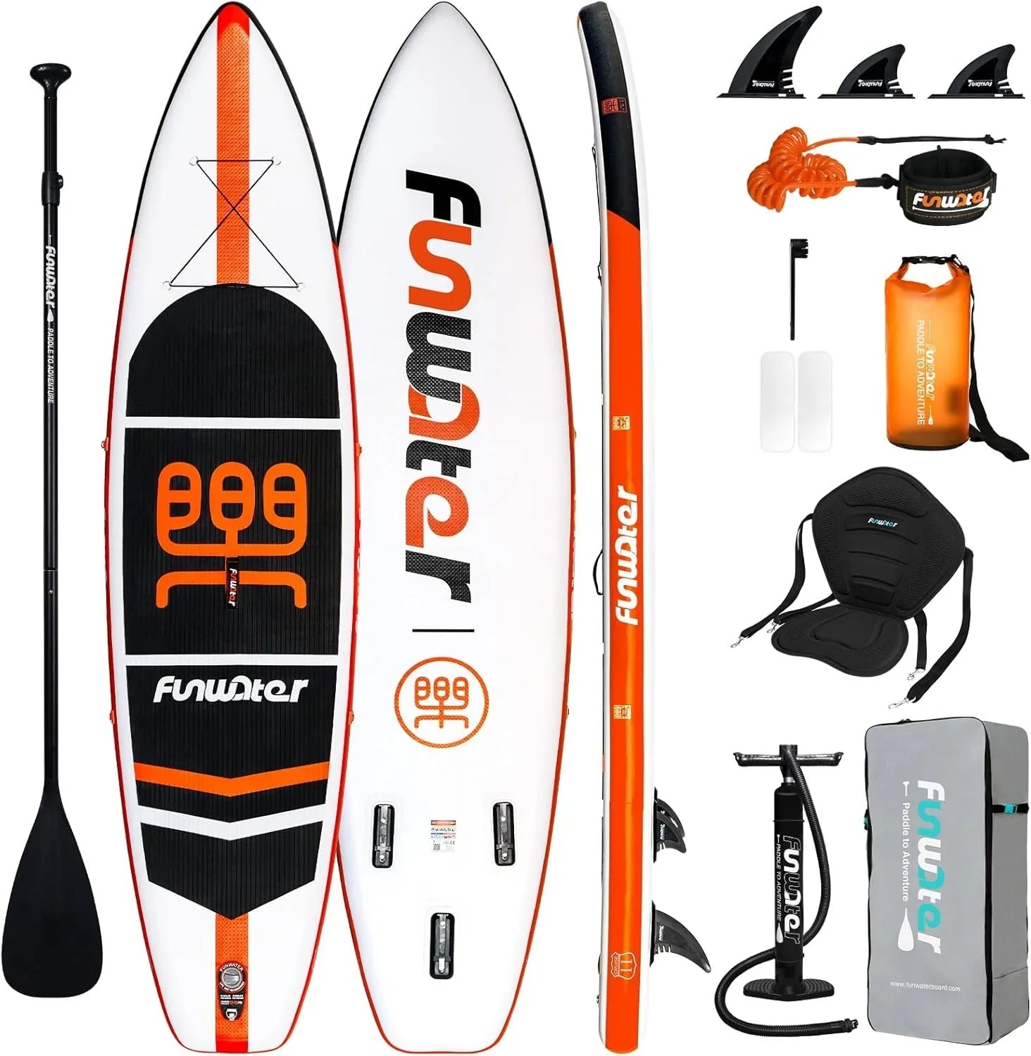 FunWater Inflatable Stand Up Paddle Board, 11 ft x 32 in x 6 in - SUP Paddle Accessories