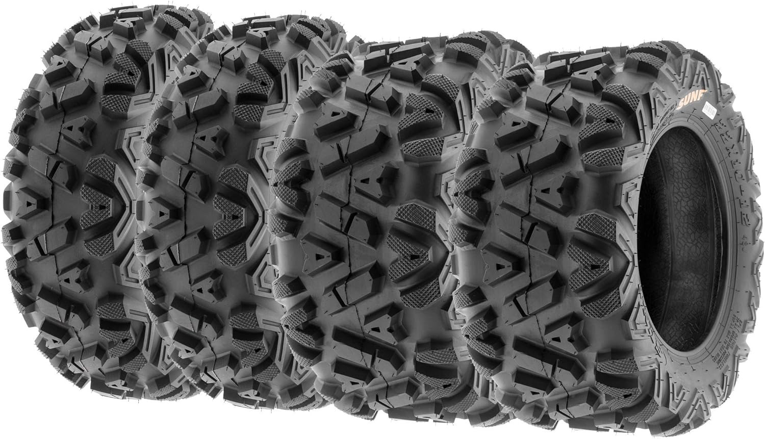 ATV UTV All-Terrain Replacement Tires Set Of 4, 25x8-12 Front And 25x10-12 Rear
