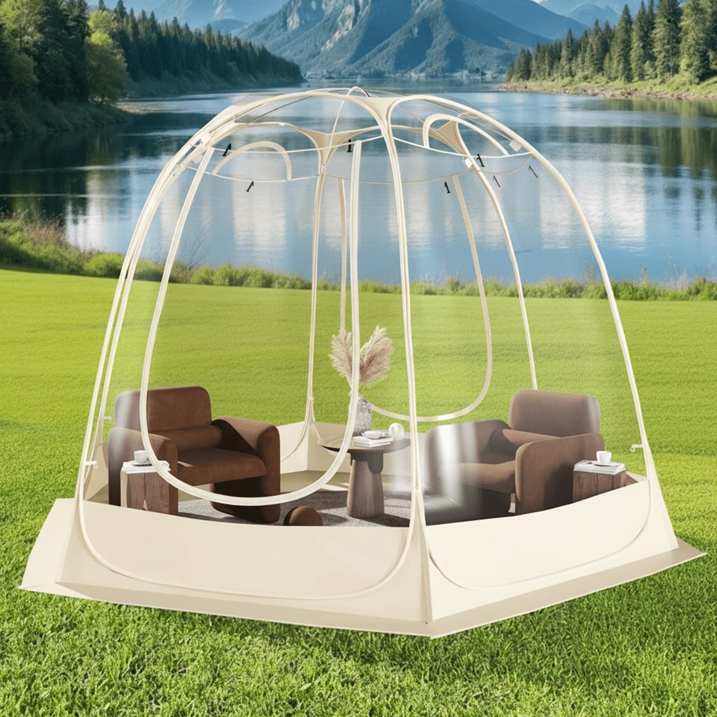 TABU Pop Up Bubble Sports Tent, Clear, 10 x 10 ft, 6-7 People