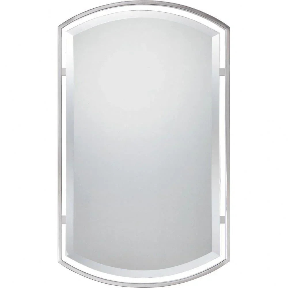 Bailey Street Symmetrical Arches Wall Mirror With Beveled Edge, Floating Frame, 21 Inches W X 35 Inches H - Brushed Nickel Finish
