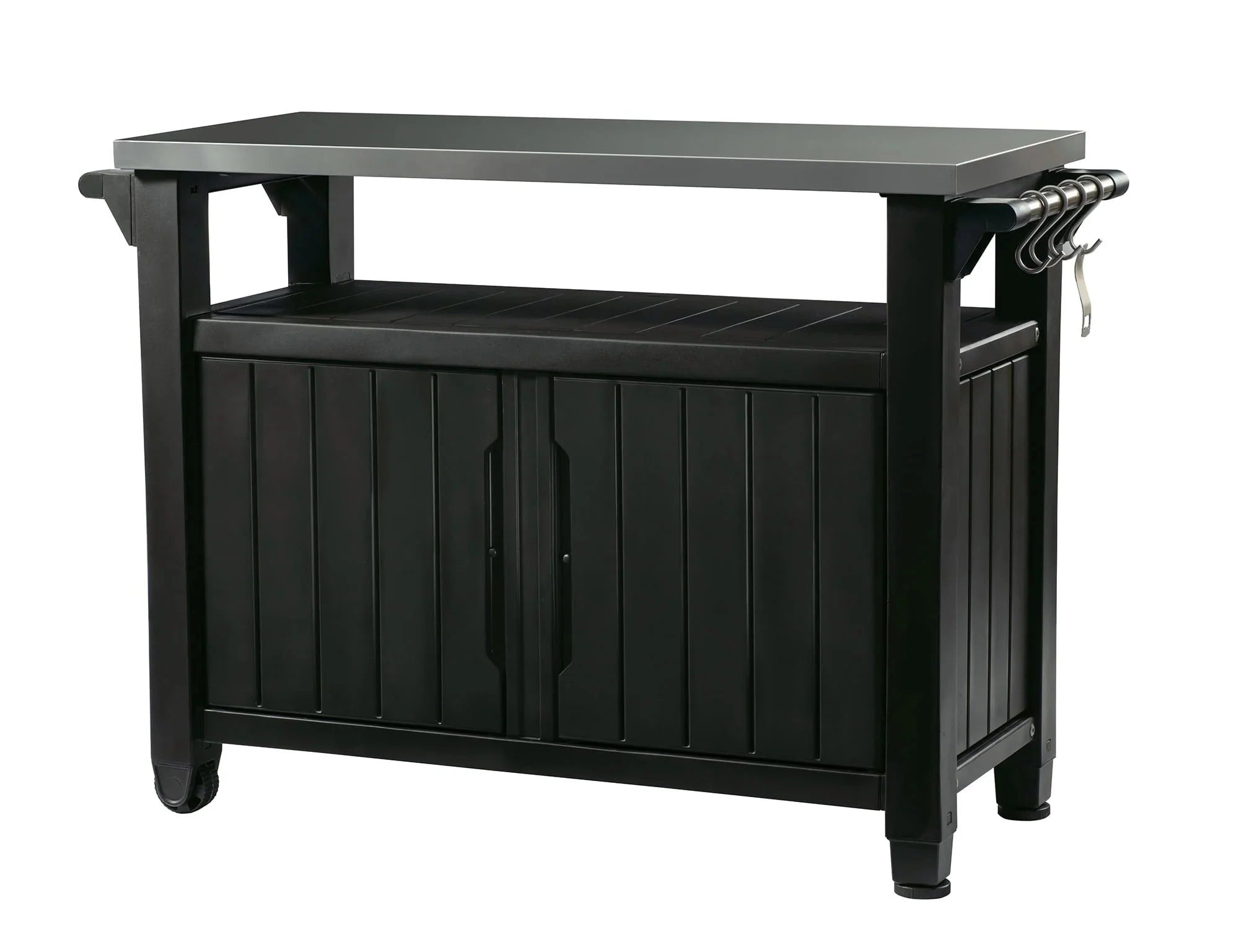 Keter Unity XL Resin Serving Station And Prep Table, 78 Gallon, Graphite