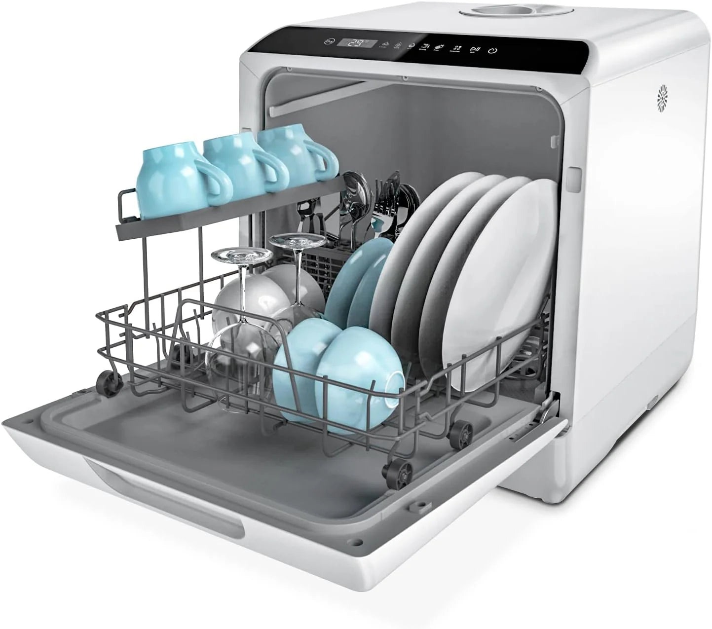 Portable Countertop Dishwasher, 5-Liter Built-In Water Tank, Glass Door