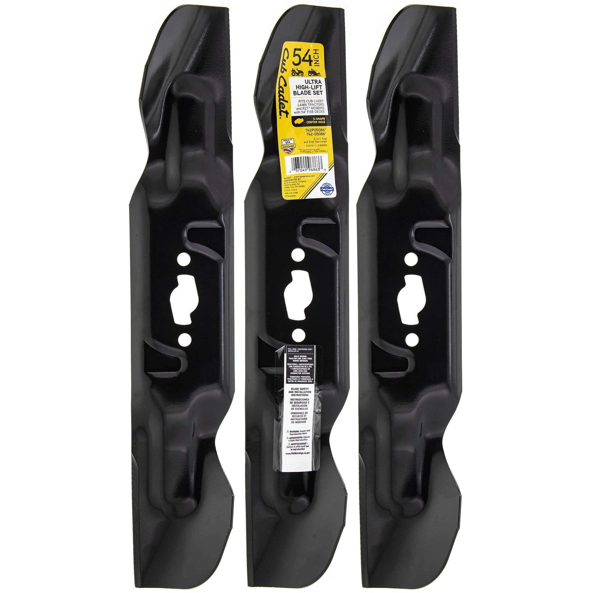 Cub Cadet Ultra High Lift Small S-Blade, 54 in., 3 Count - 490-110-C194