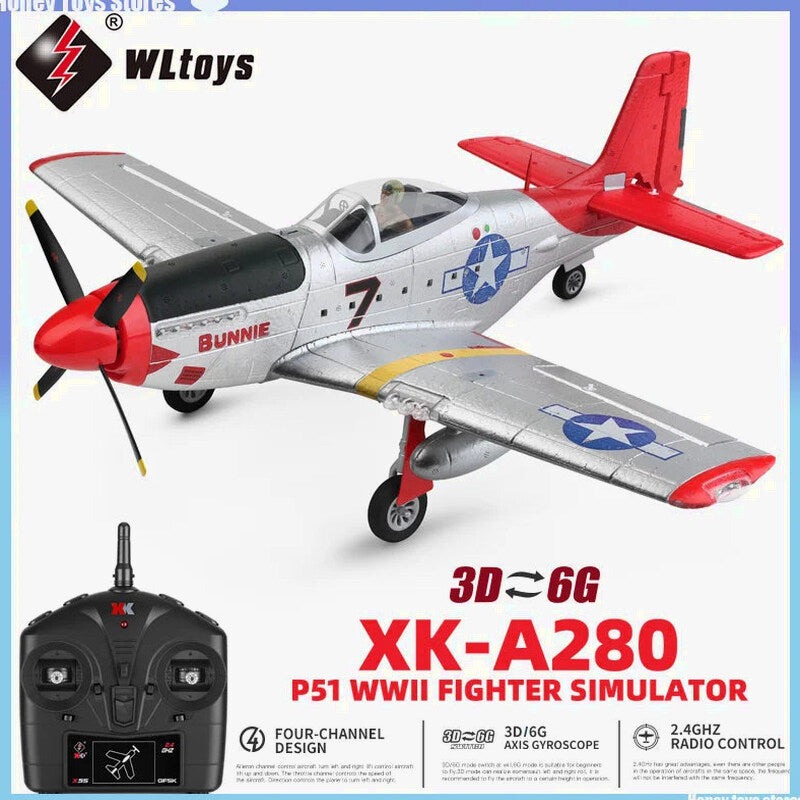RC Plane 2.4G 4CH 3D6G P51 Fighter 56CM x 49CM - A280