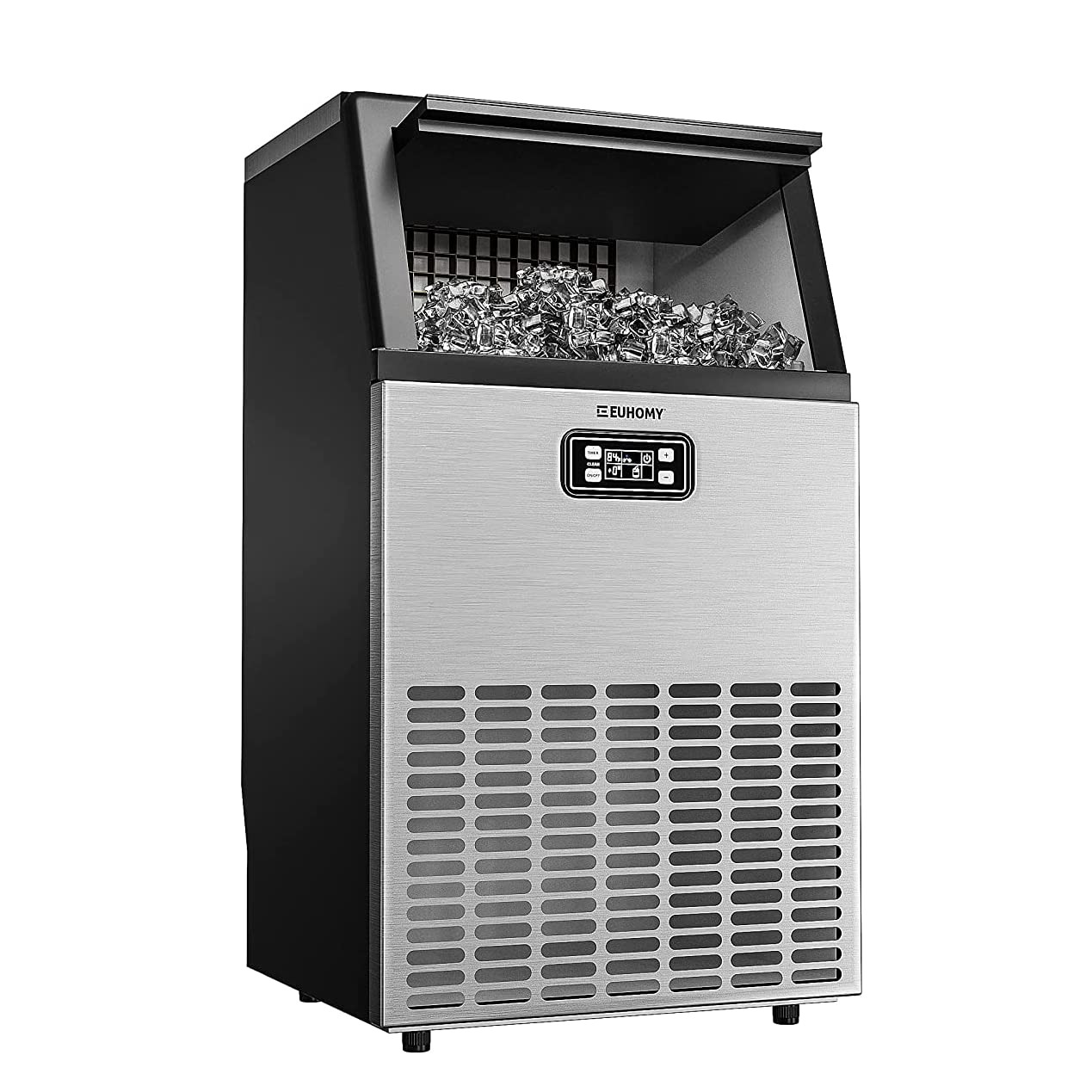 Euhomy Commercial Ice Machine, 2 Way Water Supply, 100 lbs/24H, 33 lbs Capacity - 100