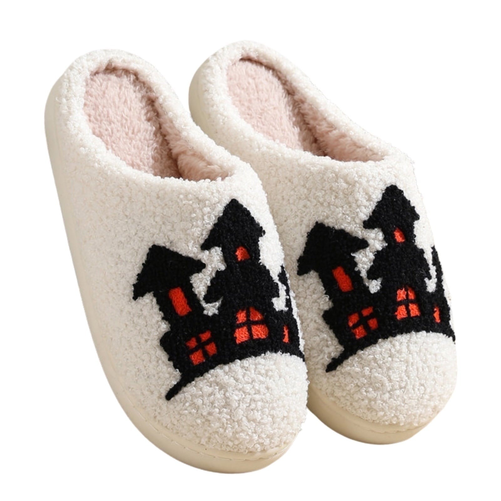 BERANMEY Halloween Slippers for Women Perfect Soft Plush Comfy Warm Slip-On Cute Womens Slippers Indoor Fluffy House Slippers for Women and Men Non-slip Fuzzy Flat Slides