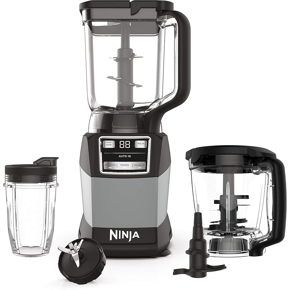 Ninja Compact Kitchen System Blender Food Processor, 1200W, 72-oz Pitcher, 5-Cup Bowl, 18-oz Cup, Grey - AMZ493BRN