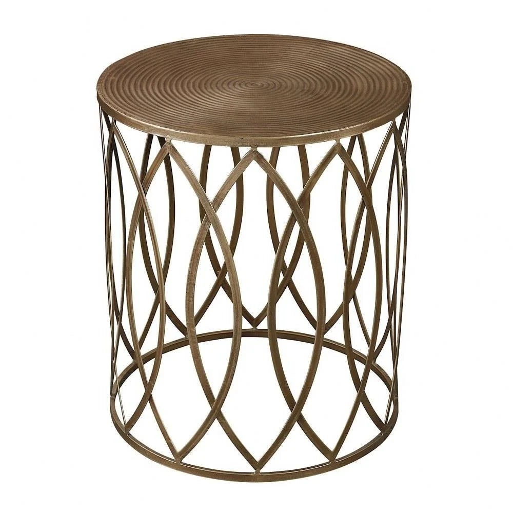 Bailey Street Home Metal Round Side Table, Champagne Antique And Gold, 17 Inches W X 20 Inches H