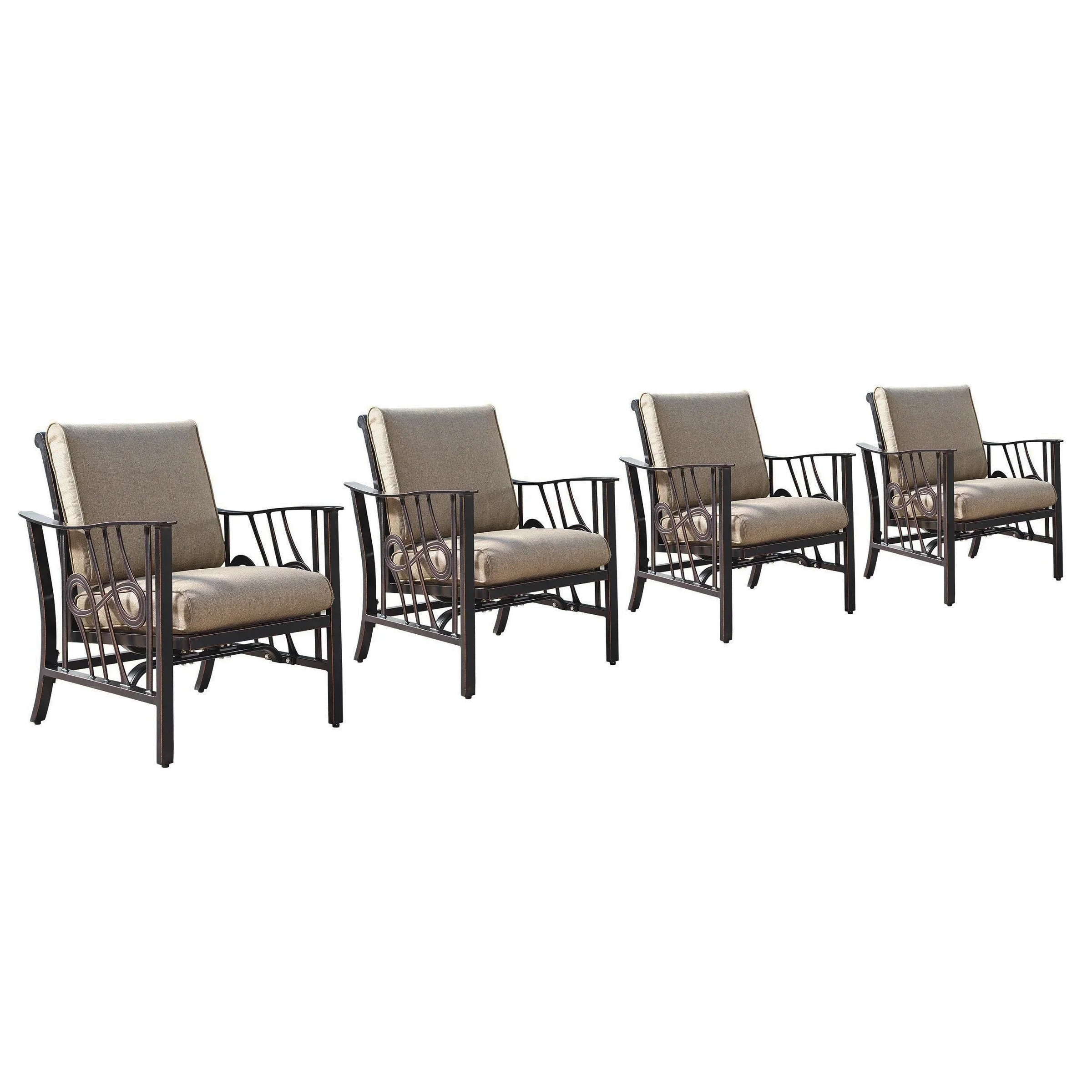 Aluminum Deep Seating Rocking Club Chairs, Antique Copper - Set Of 4