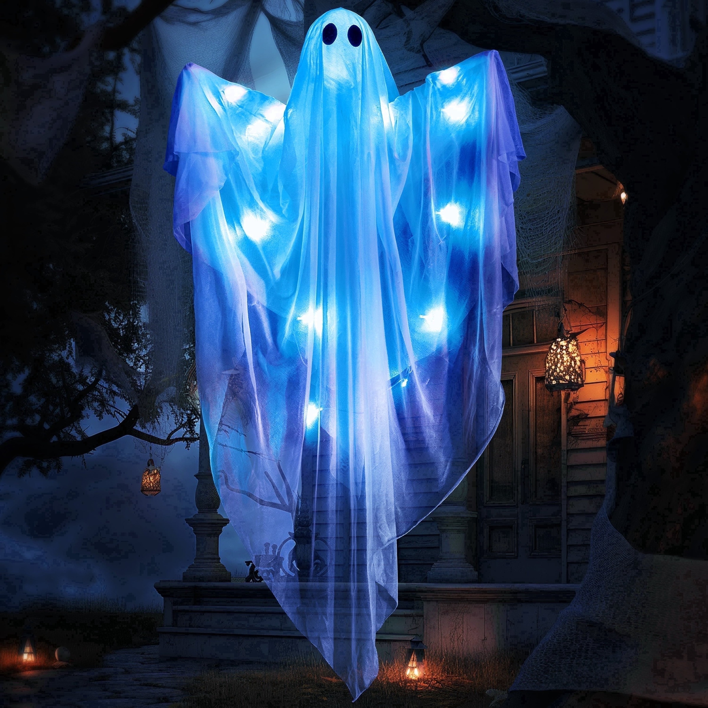 Joyfy 47" Halloween Hanging Light up Ghost Decorations Outdoor