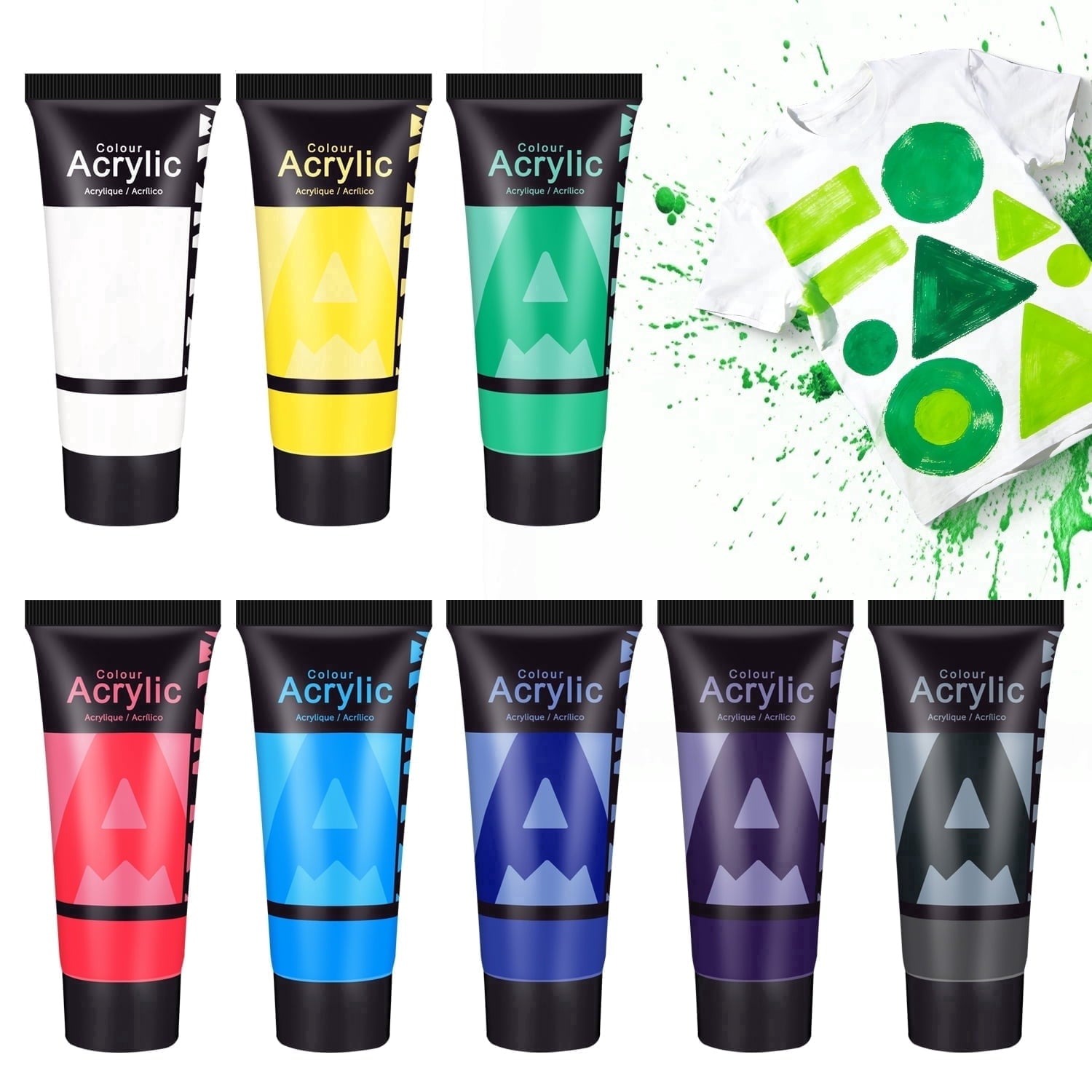 AUREUO Galaxy Glitter Acrylic Paint Set - 8 Twinkle Colors 0.71 Fl Oz / 21ml Tubes Sparkling Art Paints for Crafts Decor Non-toxic Painting Supplies for Artists
