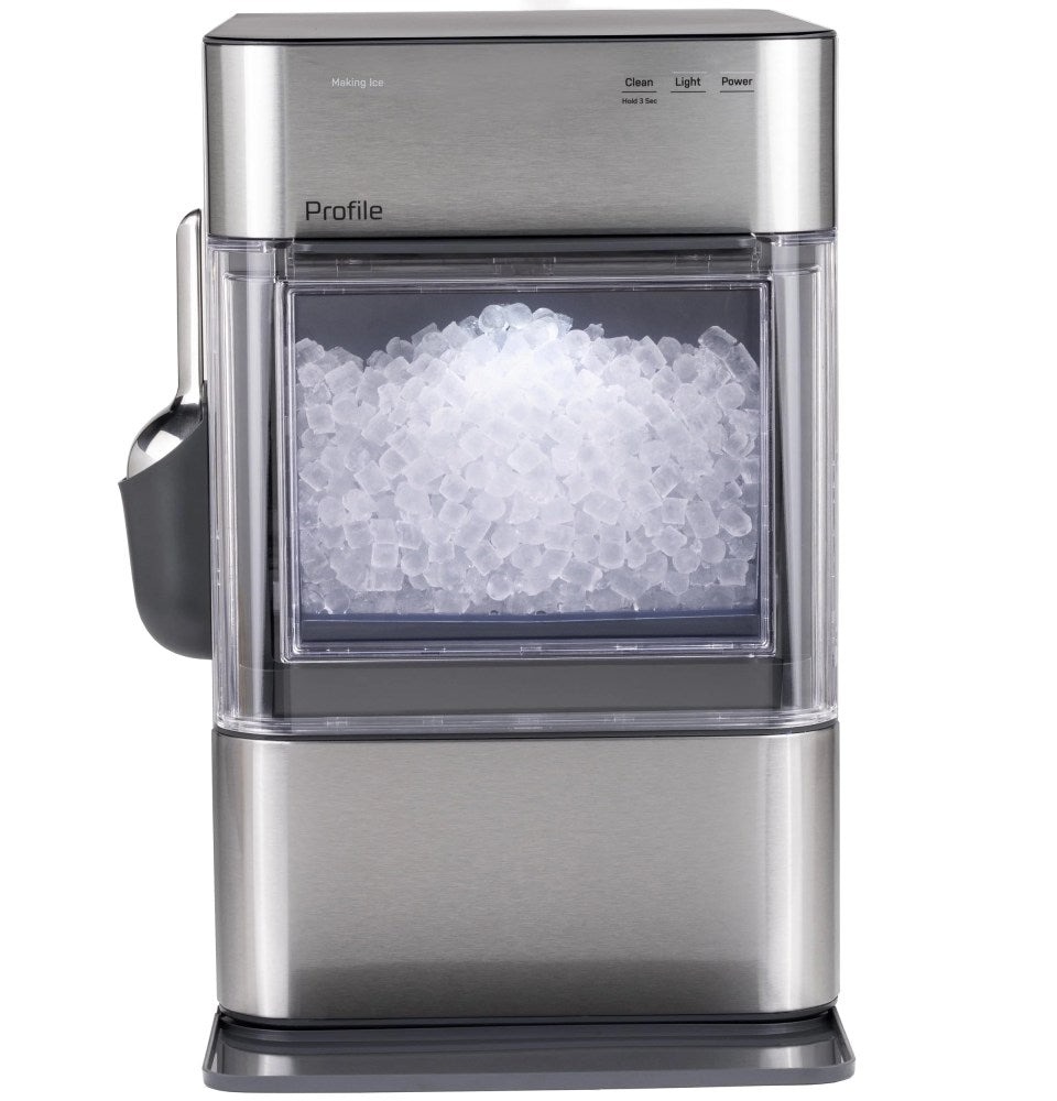 GE Profile Opal 2.0 Ultra Nugget Ice Maker With Scale Inhibiting Filter, Scoop, 38 lbs In 24 Hours, WiFi - Stainless Steel