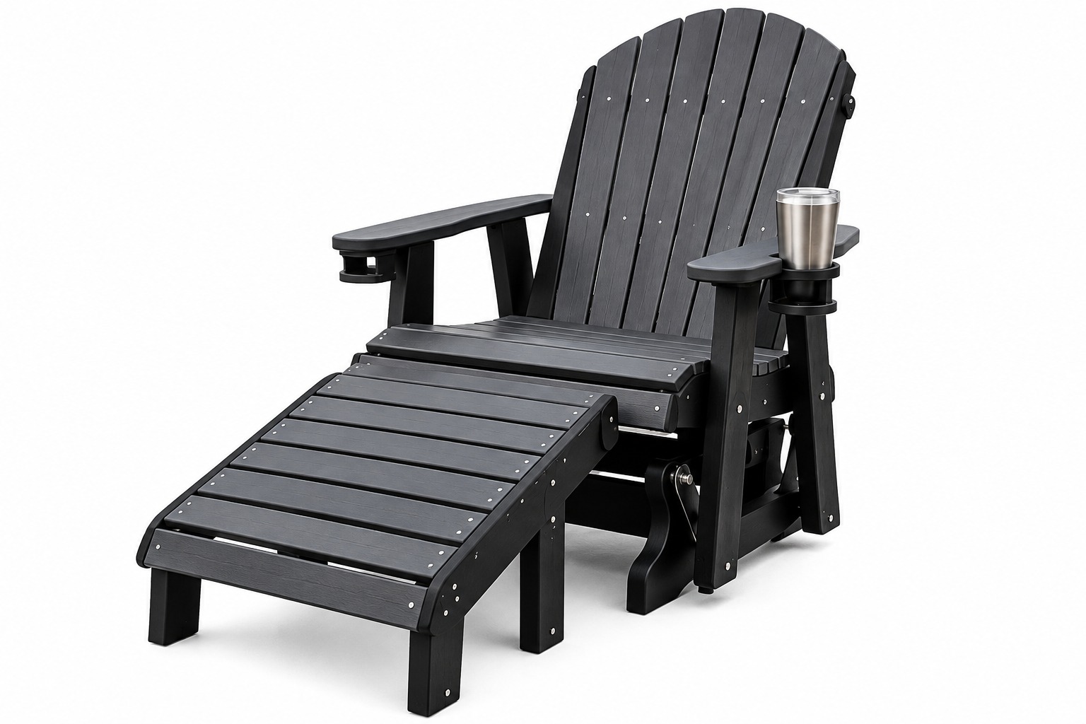 Solo Comfort – Adirondack Glider Chair with Footrest & Cup Holder
