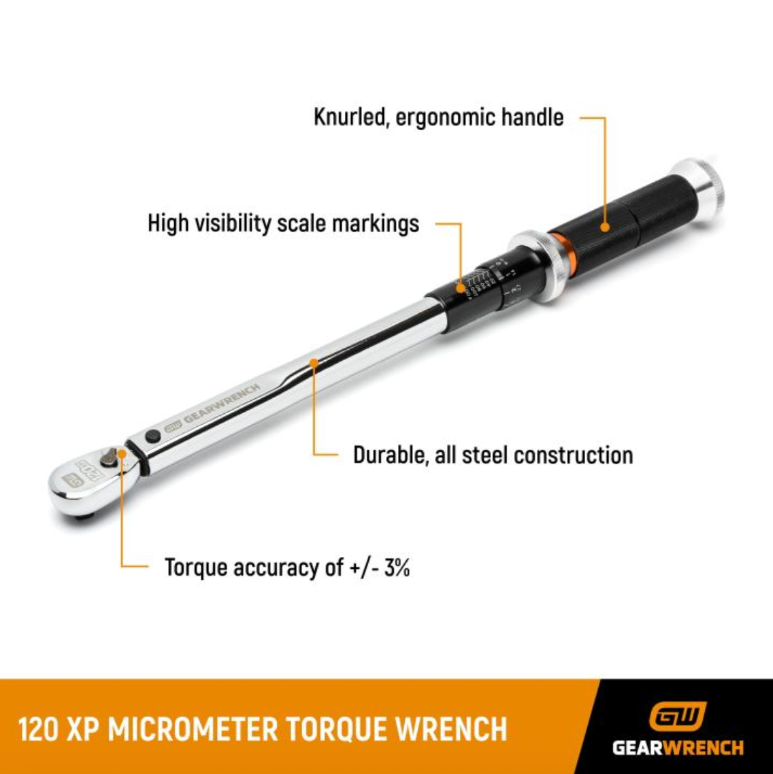 GearWrench 85174 - 3/8" Drive 120XP™ Micrometer Torque Wrench 30-250 in/lbs.