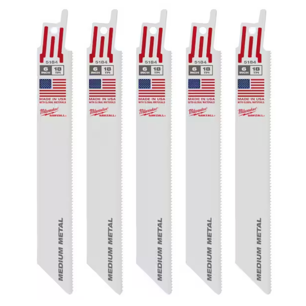 Milwaukee 48-00-5184 - 6" 18 TPI SAWZALL® Blade for Medium Metal (5 PK)