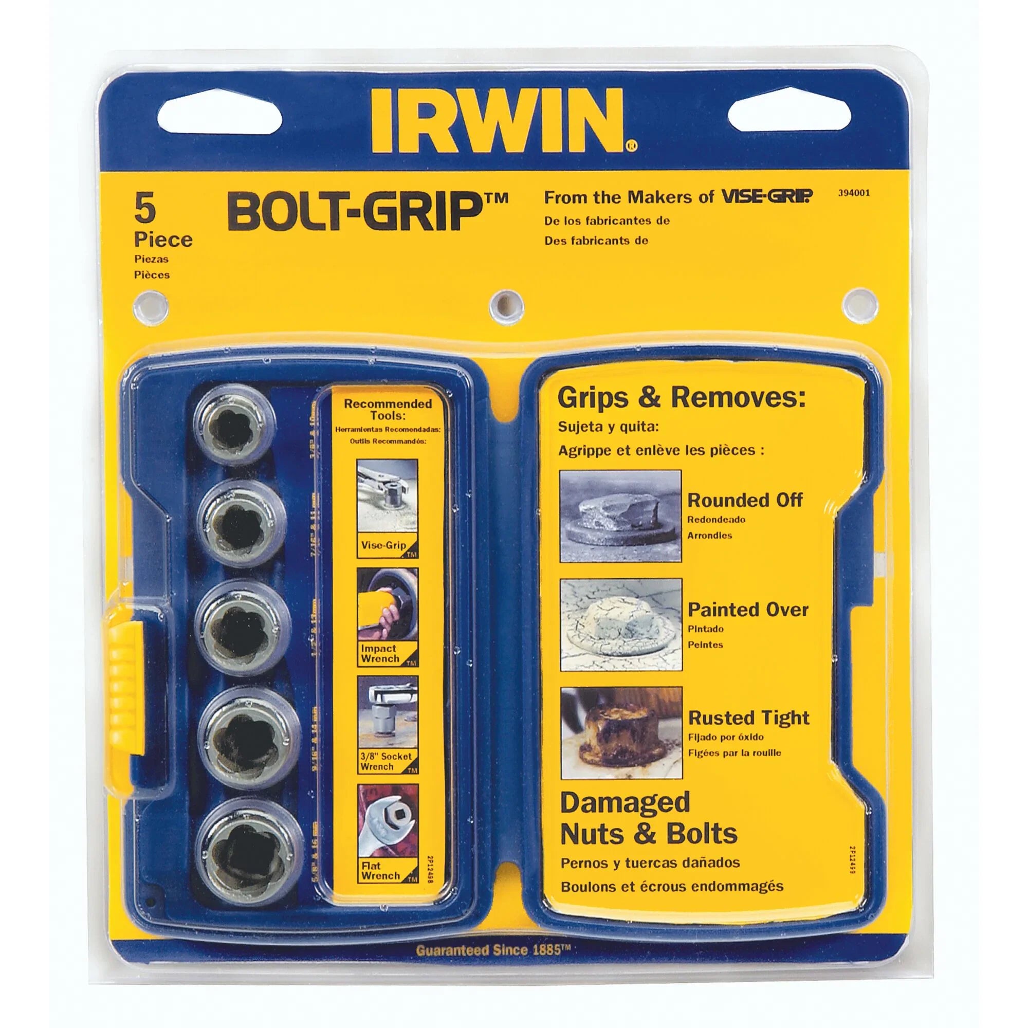 Irwin 394001 BOLT-GRIP™ Bolt Extractor Set - 3/8” to 5/8” - 5pc