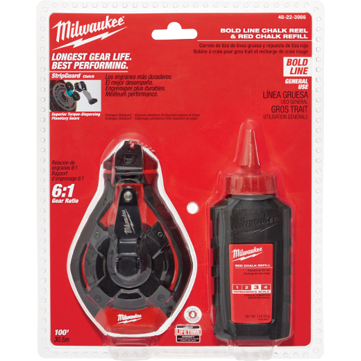 Milwaukee 48-22-3986 Bold Line Kit w/ Red Chalk, 100'